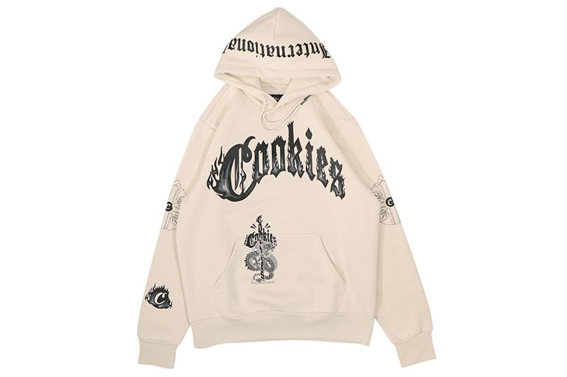 COOKIES WORLD ON FIRE PULLOVER FLEECE HOODIE (NATURAL) CM253HFC05