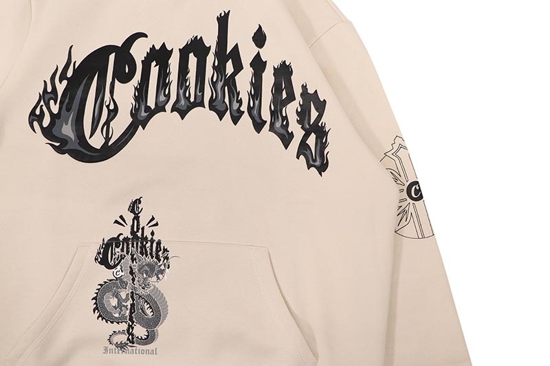 COOKIES WORLD ON FIRE PULLOVER FLEECE HOODIE (NATURAL) CM253HFC05