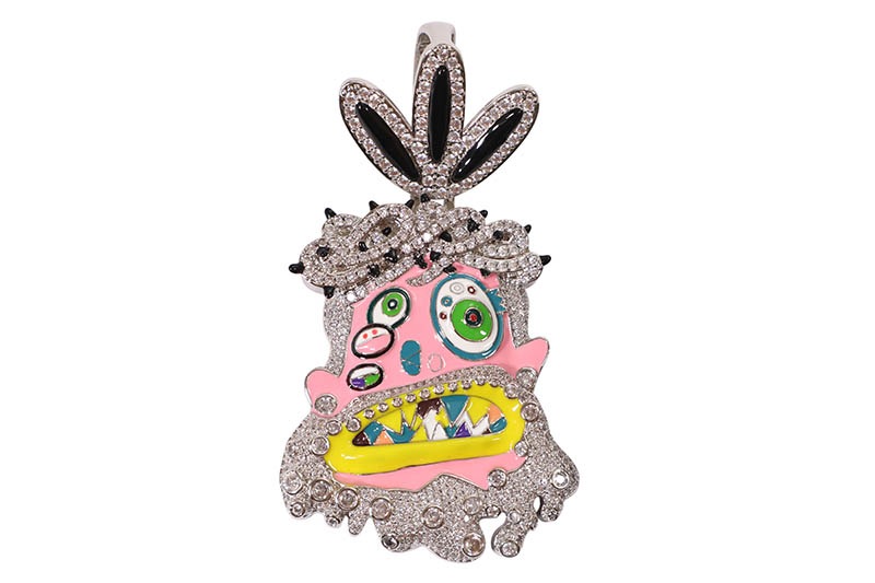 KD JEWELRY KAMI JESUS HEAD PIECE PENDANT WITH PEARL CHAIN (PINK