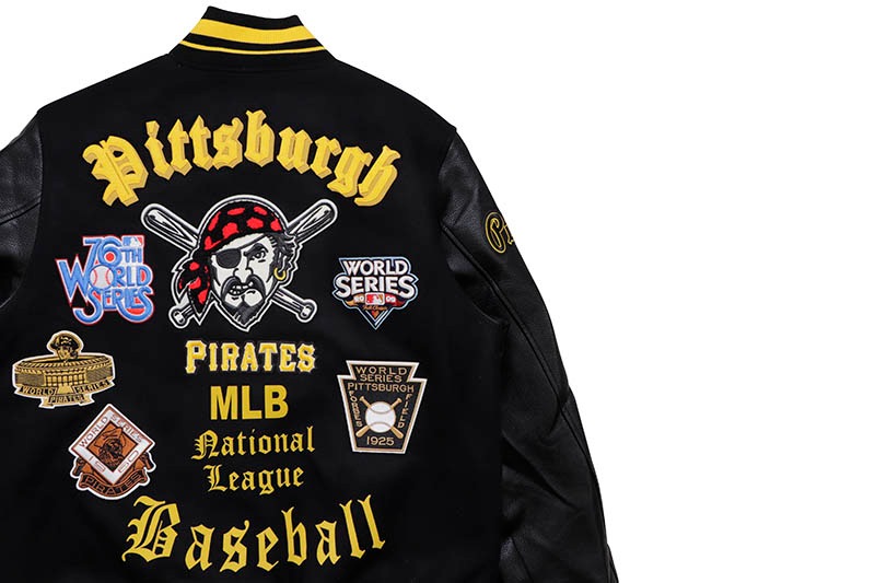 PRO STANDARD PITTSBURGH PIRATES OLD ENGLISH LOGO WOOL VARSITY JACKET (LPP633513:BLACK)