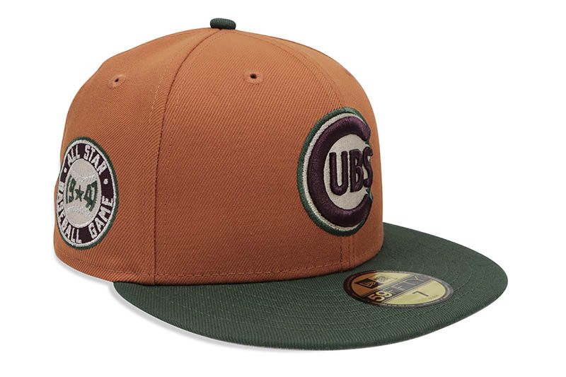 NEW ERA CHICAGO CUBS 59FIFTY FITTED CAP (1947 ALL-STAR GAME CUSTOM SIDE PATCH/GREY UNDER VISOR/FIGHT ORANGE PINE GREEN)