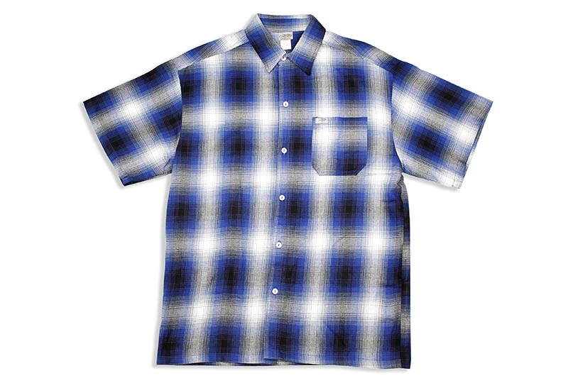 CALTOP PLAID FLANNEL SHORT SLEEVE SHIRT (#2000:ROYAL/WHITE)