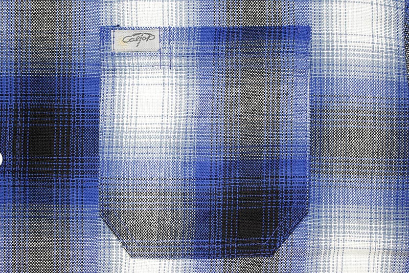 CALTOP PLAID FLANNEL SHORT SLEEVE SHIRT (#2000:ROYAL/WHITE)