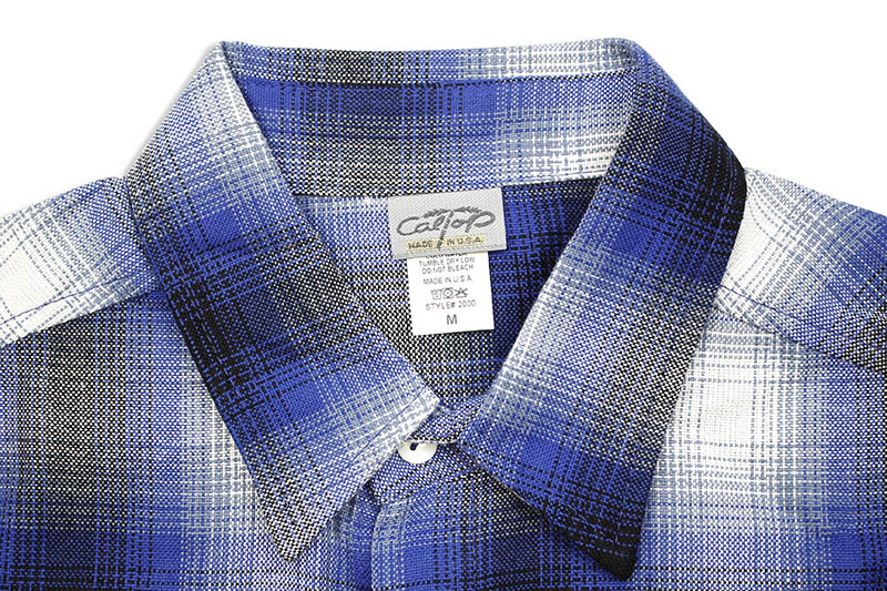 CALTOP PLAID FLANNEL SHORT SLEEVE SHIRT (#2000:ROYAL/WHITE)