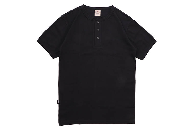 AVIREX DAILY RIB S/S HENLEY NECK T-SHIRT (783-5934007-010:BLACK) 6143504-009