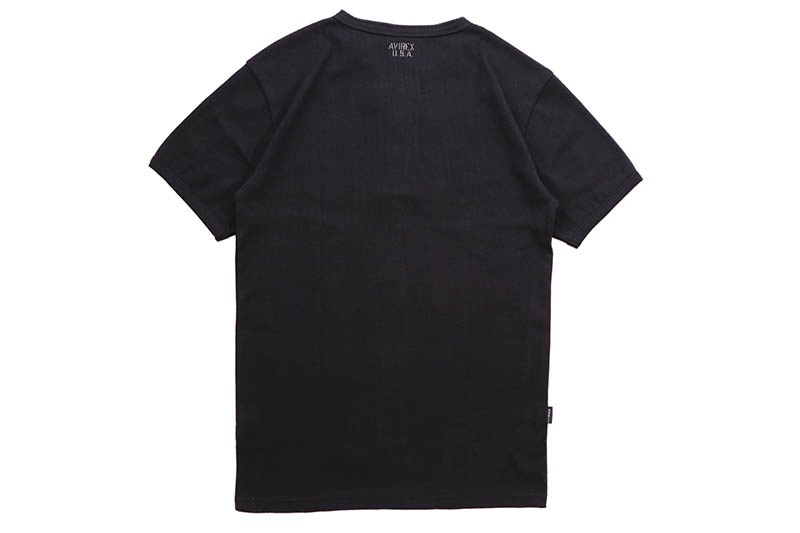 AVIREX DAILY RIB S/S HENLEY NECK T-SHIRT (783-5934007-010:BLACK) 6143504-009