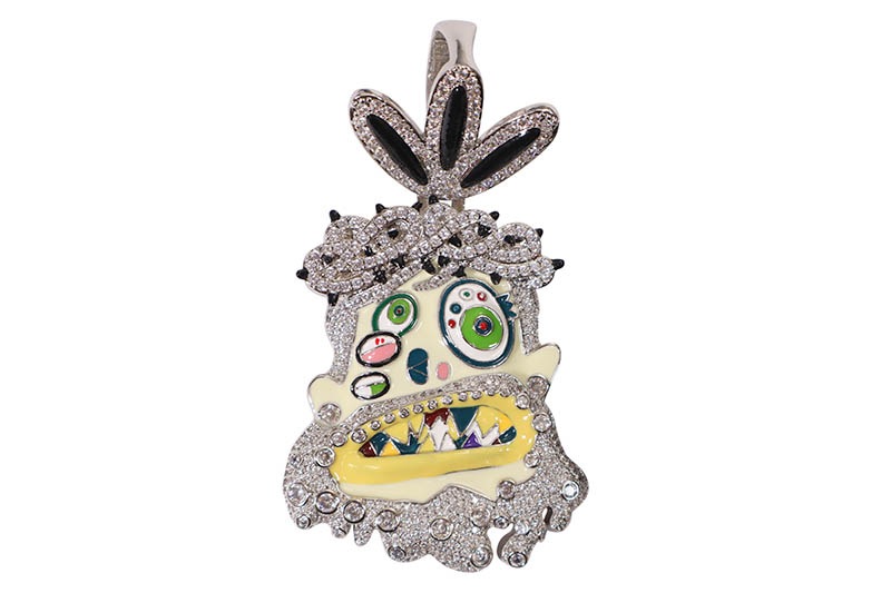 KD JEWELRY KAMI JESUS HEAD PIECE PENDANT WITH PEARL CHAIN (WHITE)