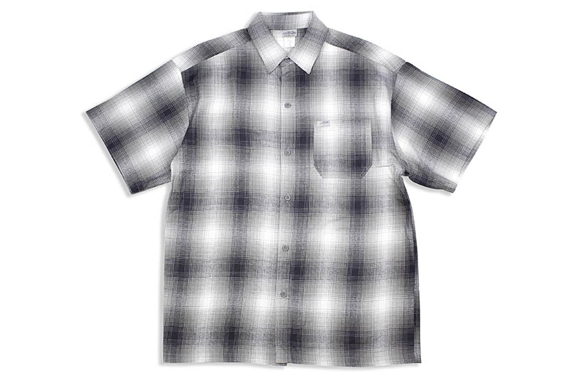 CALTOP PLAID FLANNEL SHORT SLEEVE SHIRT (#2000:GRAY/WHITE)