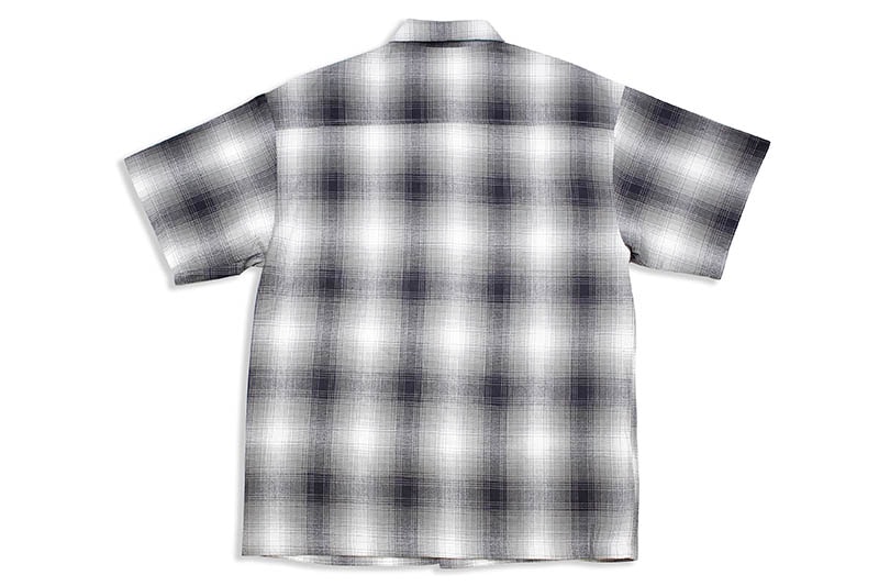 CALTOP PLAID FLANNEL SHORT SLEEVE SHIRT (#2000:GRAY/WHITE)