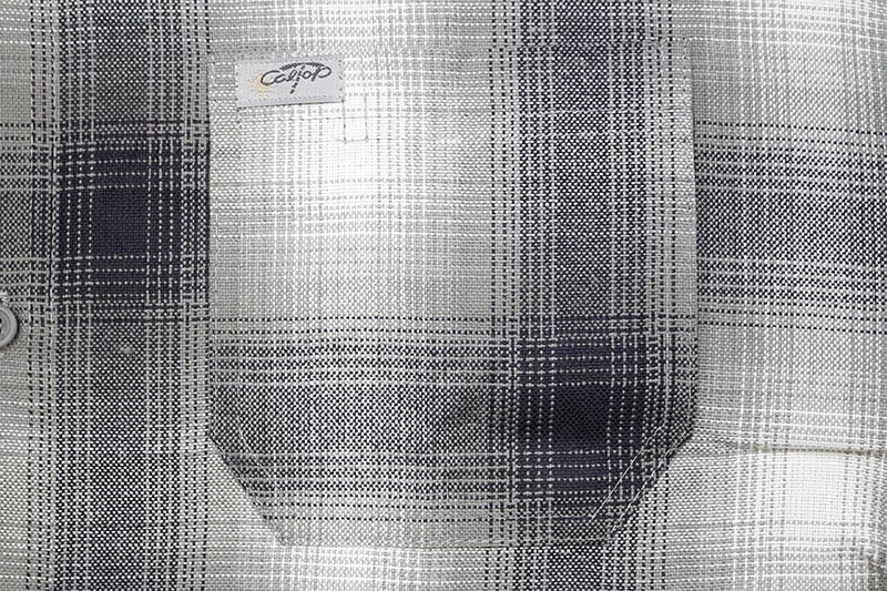 CALTOP PLAID FLANNEL SHORT SLEEVE SHIRT (#2000:GRAY/WHITE)