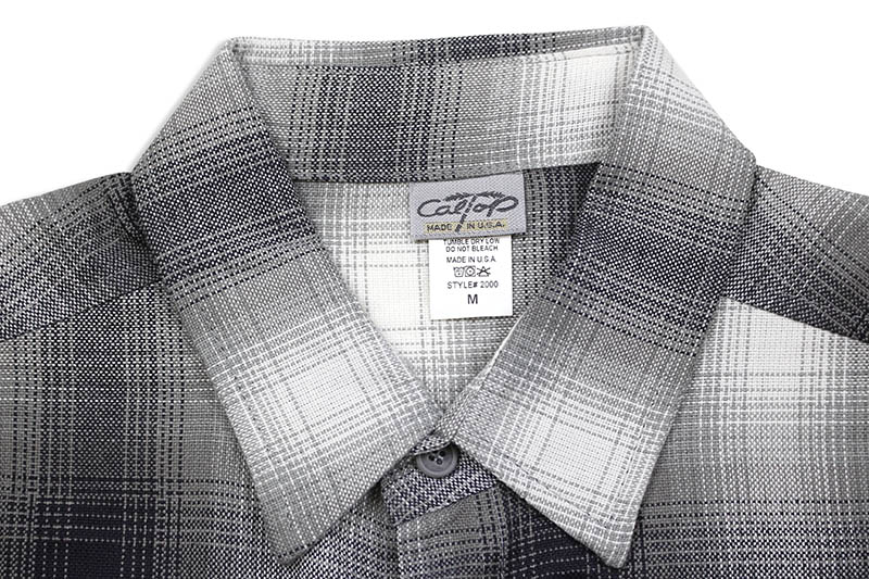 CALTOP PLAID FLANNEL SHORT SLEEVE SHIRT (#2000:GRAY/WHITE)