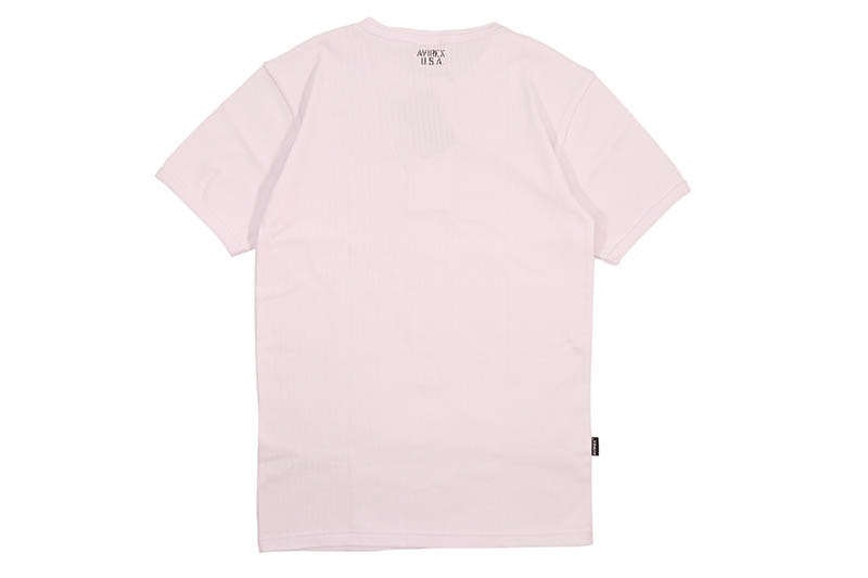 AVIREX DAILY RIB S/S HENLEY NECK T-SHIRT (783-5934007-030:WHITE) 6143504-001