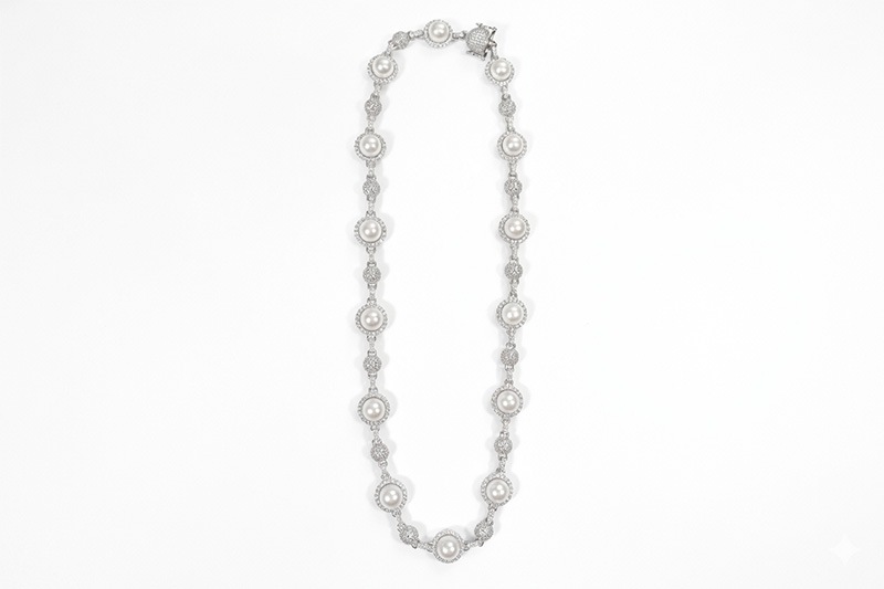 KD JEWELRY KAMI JESUS HEAD PIECE PENDANT WITH PEARL CHAIN (TURQUOISE)
