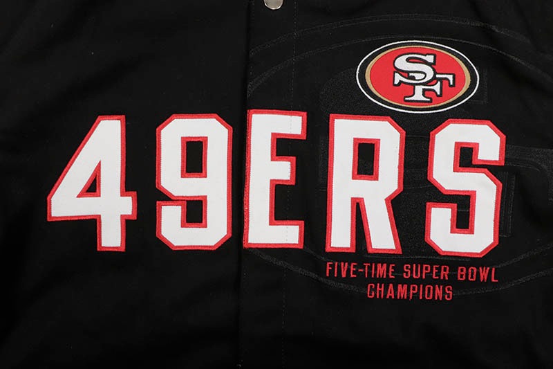 JH Design SAN FRANCISCO 49ERS REVERSIBLE WOOL JACKET (49R103TLY3:BLACK/RED)