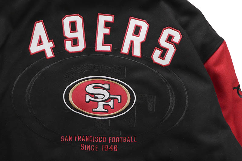 JH Design SAN FRANCISCO 49ERS REVERSIBLE WOOL JACKET (49R103TLY3:BLACK/RED)