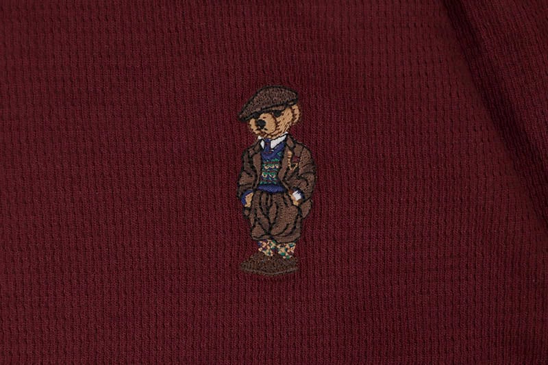 POLO RALPH LAUREN WAFFLE-KNIT POLO BEAR THERMAL SHIRT (PW26HF-AZ9O:BURGUNDY)