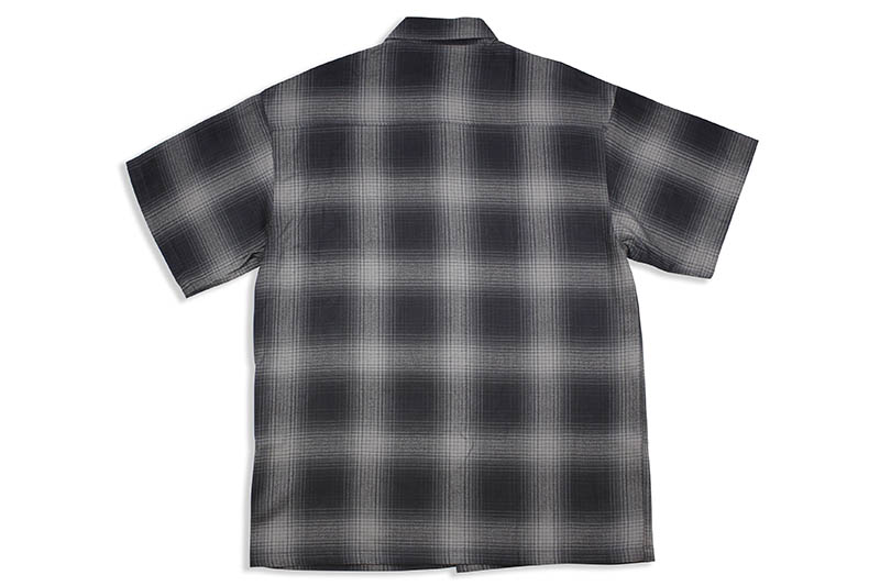 CALTOP PLAID FLANNEL SHORT SLEEVE SHIRT (#2000:BLACK/CHARCOAL)