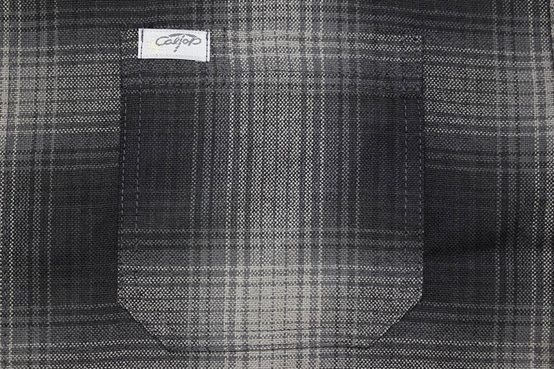 CALTOP PLAID FLANNEL SHORT SLEEVE SHIRT (#2000:BLACK/CHARCOAL)