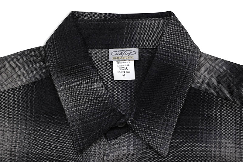 CALTOP PLAID FLANNEL SHORT SLEEVE SHIRT (#2000:BLACK/CHARCOAL)