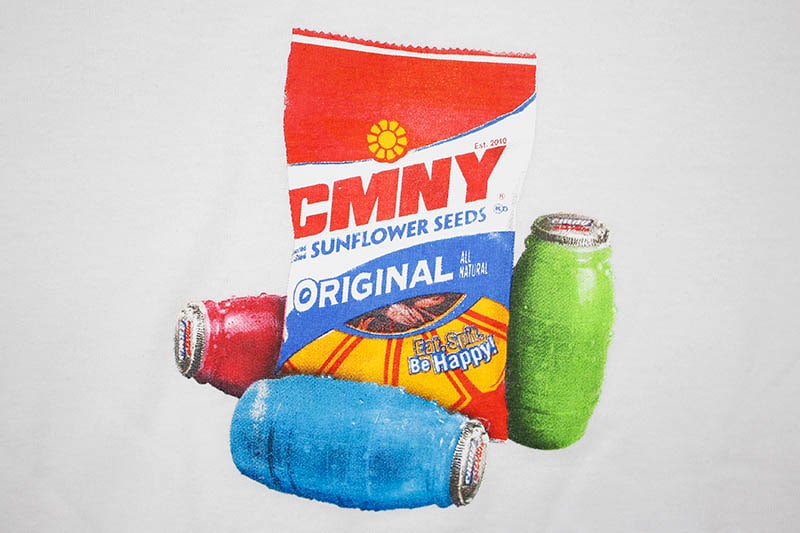 CLASSIC MATERIAL NY SUNFLOWER SEEDS & QUARTER WATERS T-SHIRT (WHITE)