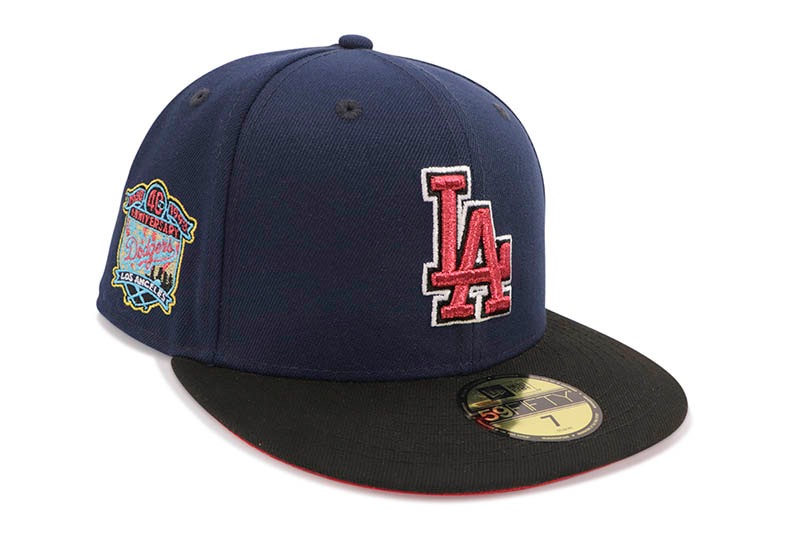 NEW ERA LOS ANGELES DODGERS 59FIFTY FITTED CAP (40TH ANNIVERSARY SIDE PATCH/SCARLET UNDER VISOR/OCEAN BLUE BLACK) 70874664