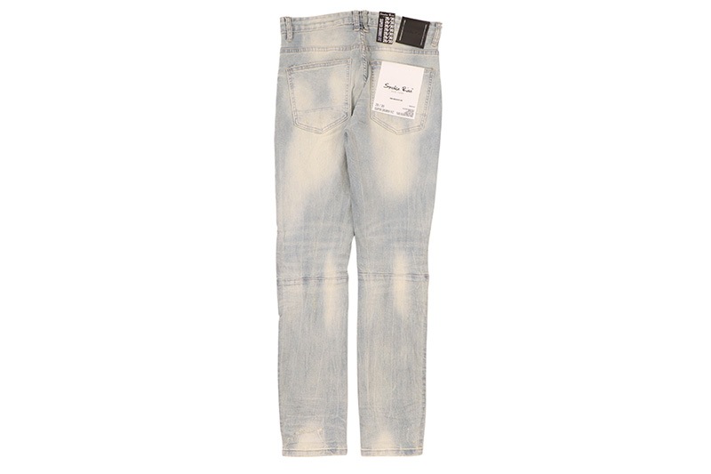 SMOKE RISE DISTRESSED RIP & REPAIR SUPER SKINNY DENIM JEANS (JP23103:SEVILLE BLUE)