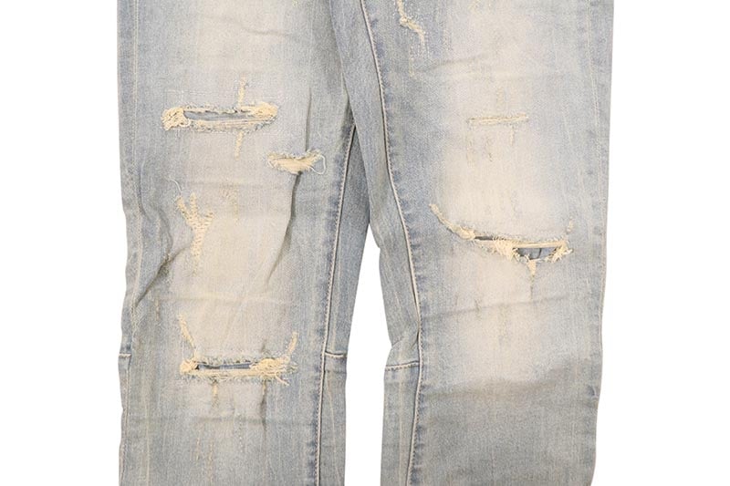 SMOKE RISE DISTRESSED RIP & REPAIR SUPER SKINNY DENIM JEANS (JP23103:SEVILLE BLUE)