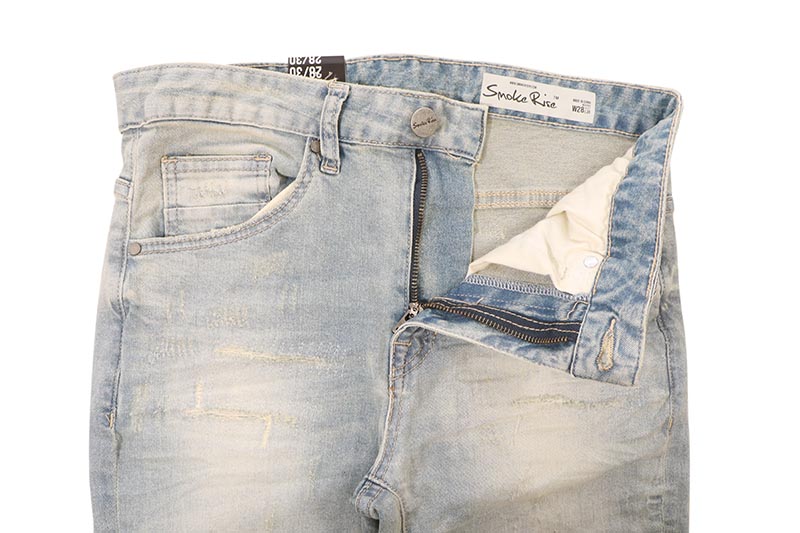 SMOKE RISE DISTRESSED RIP & REPAIR SUPER SKINNY DENIM JEANS (JP23103:SEVILLE BLUE)