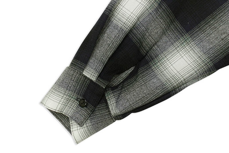 CALTOP PLAID FLANNEL LONG SLEEVE SHIRT (#2000:NAVY/IVORY)