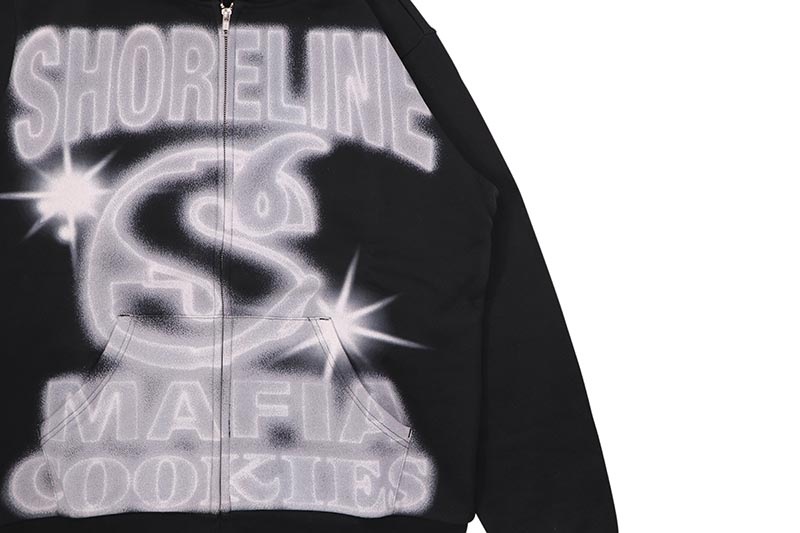 COOKIES X SHORELINE MAFIA ART IT OUT ZIP HOODIE (BLACK/GREY) CM254HFP11