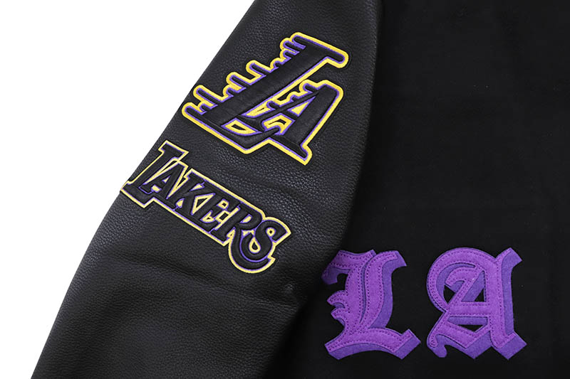 PRO STANDARD LOS ANGELES LAKERS OLD ENGLISH LOGO WOOL VARSITY JACKET (BLL654330:BLACK)