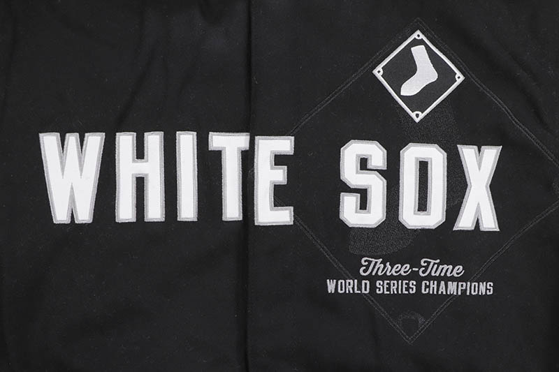 JH Design CHICAGO WHITE SOX REVERSIBLE WOOL JACKET (SOX103TLY3:BLACK/GREY)