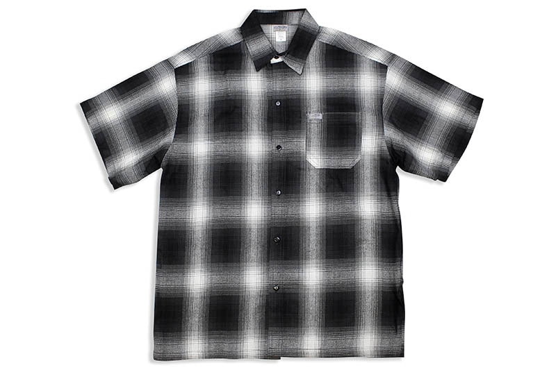 CALTOP PLAID FLANNEL SHORT SLEEVE SHIRT (#2000:BLACK/IVORY)