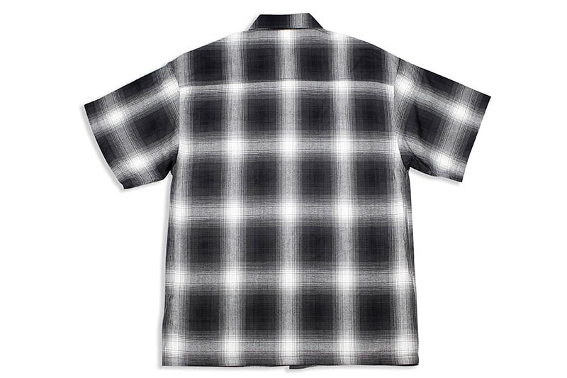 CALTOP PLAID FLANNEL SHORT SLEEVE SHIRT (#2000:BLACK/IVORY)