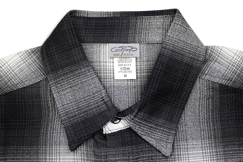CALTOP PLAID FLANNEL SHORT SLEEVE SHIRT (#2000:BLACK/IVORY)