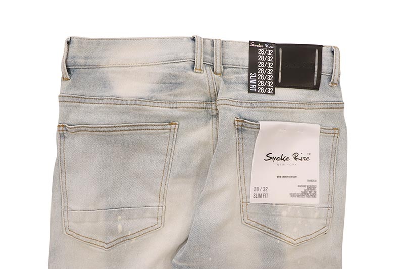 SMOKE RISE SLIM VINTAGE RIP & REPAIRED JEANS (JP25211:TAURUS BLUE)