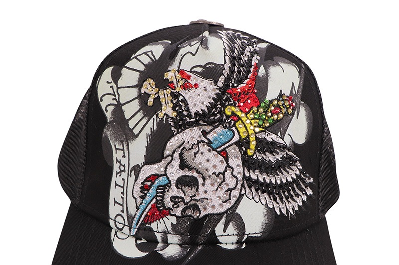 ED HARDY 77 EAGLE RHINESTONE TRUCKER HAT (BLACK) EHH0001