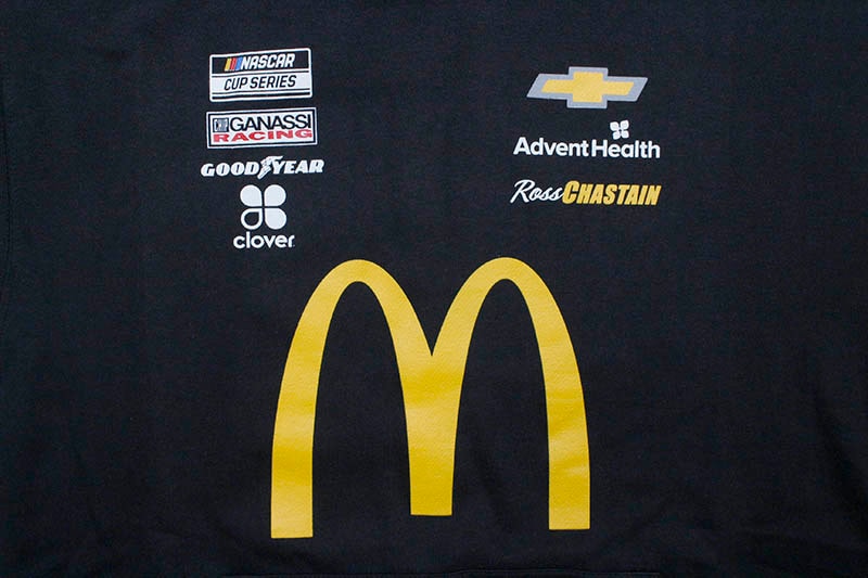 JH Design ROSS CHASTAIN McDonald's 2021 NASCAR HOODIE (RCH9P3MC21:BLACK)