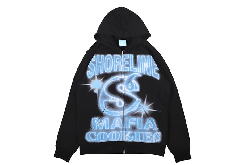 COOKIES X SHORELINE MAFIA ART IT OUT ZIP HOODIE (BLACK/BLUE) CM254HFP11