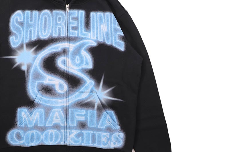 COOKIES X SHORELINE MAFIA ART IT OUT ZIP HOODIE (BLACK/BLUE) CM254HFP11