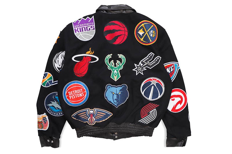 JEFF HAMILTON NBA COLLAGE WOOL & LEATHER JACKET NBA-101 (BLACK)