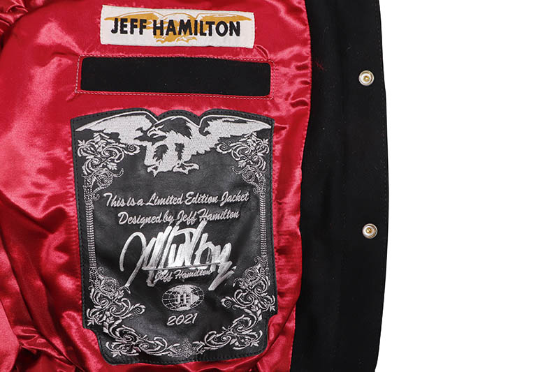 JEFF HAMILTON NBA COLLAGE WOOL & LEATHER JACKET NBA-101 (BLACK)