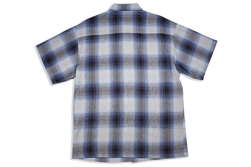 CALTOP PLAID FLANNEL SHORT SLEEVE SHIRT (#2000:SKY BLUE/GRAY)