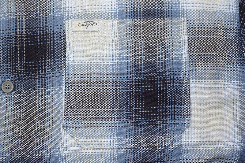 CALTOP PLAID FLANNEL SHORT SLEEVE SHIRT (#2000:SKY BLUE/GRAY)