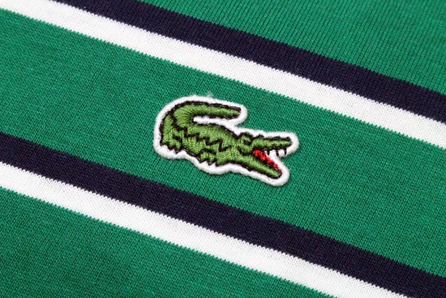 LACOSTE JERSEY STRIPED CREWNECK T-SHIRTS(TH6583 51/ORC:GREEN��NAVY��WHITE)