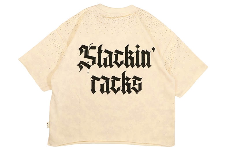 BKYS STACKIN' RACKS CROPPED RHINESTONE TEE (T1318:WASHED OFF WHITE