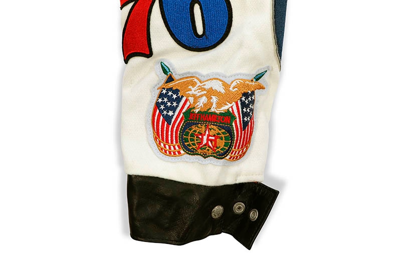 JEFF HAMILTON NBA COLLAGE WOOL & LEATHER JACKET NBA-101 (WHITE