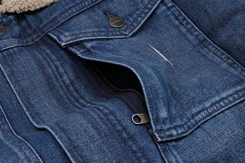 カプレヘンション 黒 Carhartt RELAXED FIT DENIM SHERPA-LINED JACKET (105478-H87