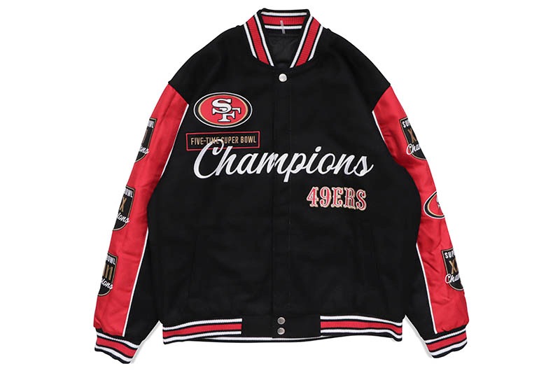 JH Design SAN FRANCISCO 49ERS FIVE-TIME SUPER BOWL CHAMPIONS REVERSIBLE JACKET (49R103COM3:BLACK)