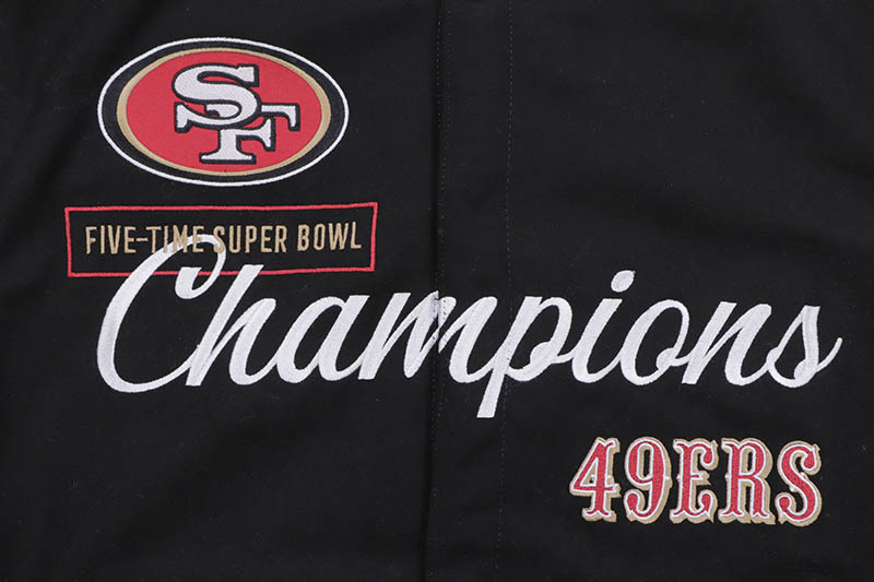 JH Design SAN FRANCISCO 49ERS FIVE-TIME SUPER BOWL CHAMPIONS REVERSIBLE JACKET (49R103COM3:BLACK)